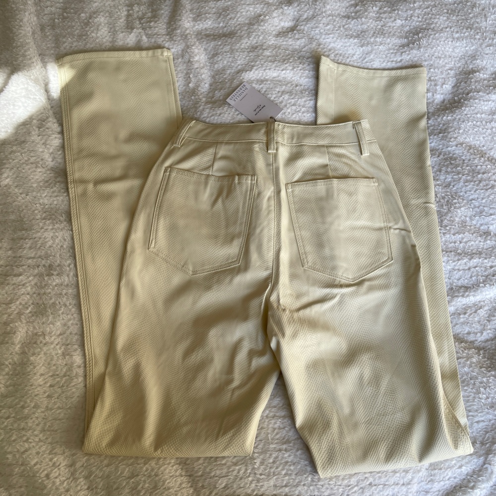 DANIELLE BERNSTEIN Ivory Faux Leather Pants - Picture 3 of 3